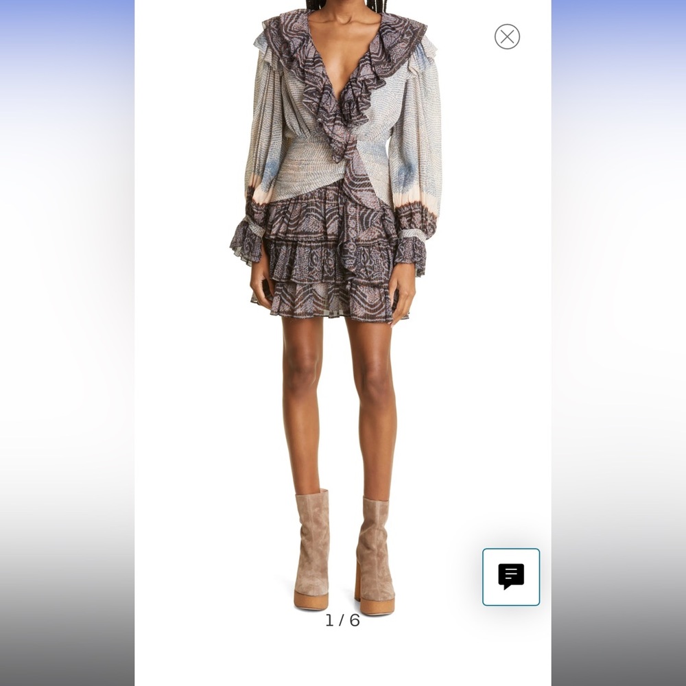 Sara Metallic Stripe Ruffle Long Sleeve Silk Minidress
ULLA JOHNSON MOONSTONE